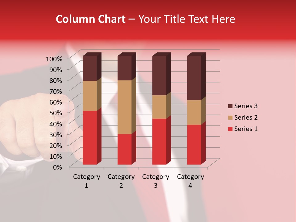 Business Man Pointing On The Red Background PowerPoint Template