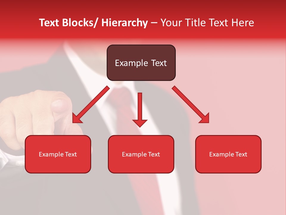 Business Man Pointing On The Red Background PowerPoint Template