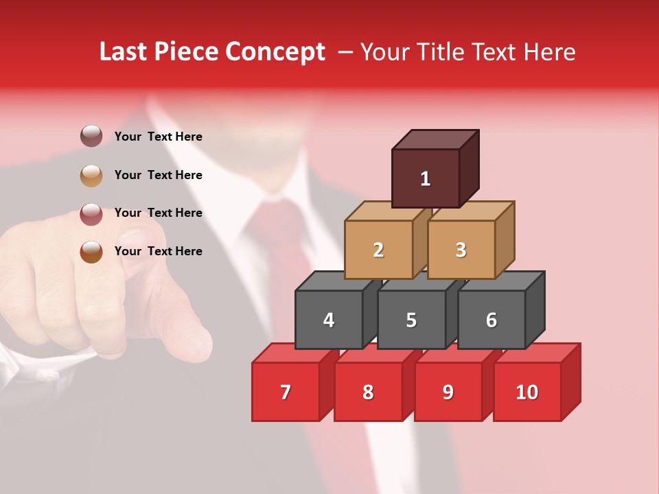 Business Man Pointing On The Red Background PowerPoint Template