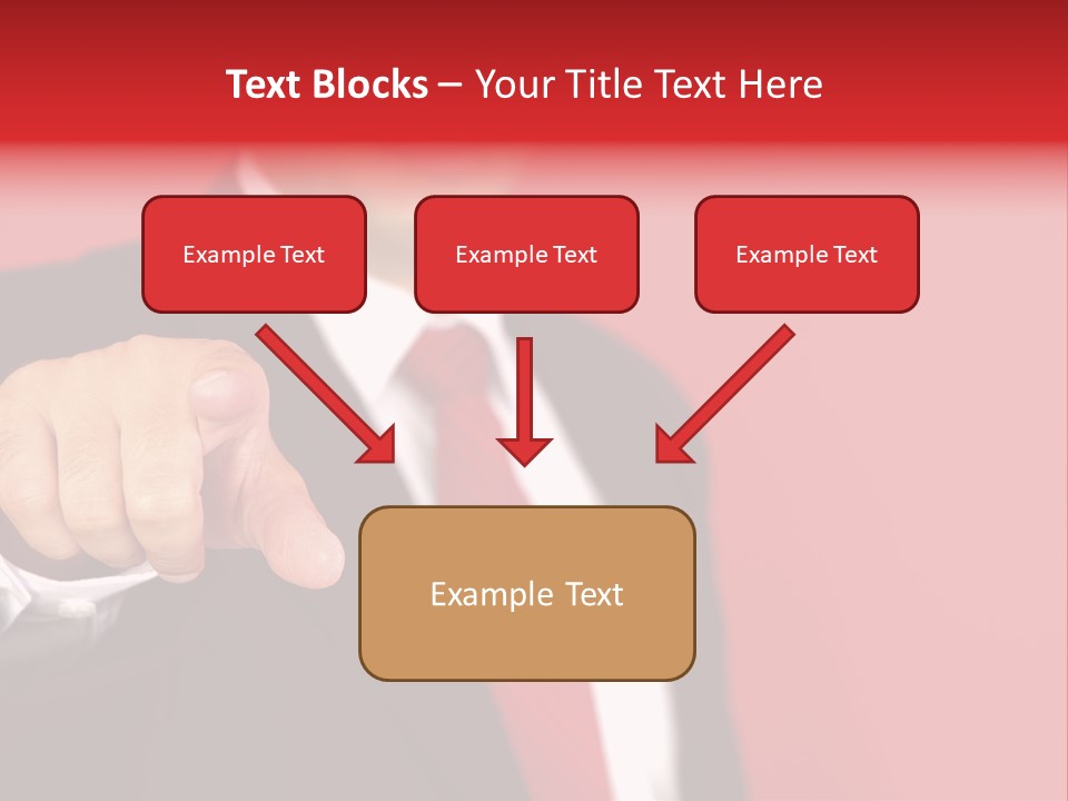 Business Man Pointing On The Red Background PowerPoint Template