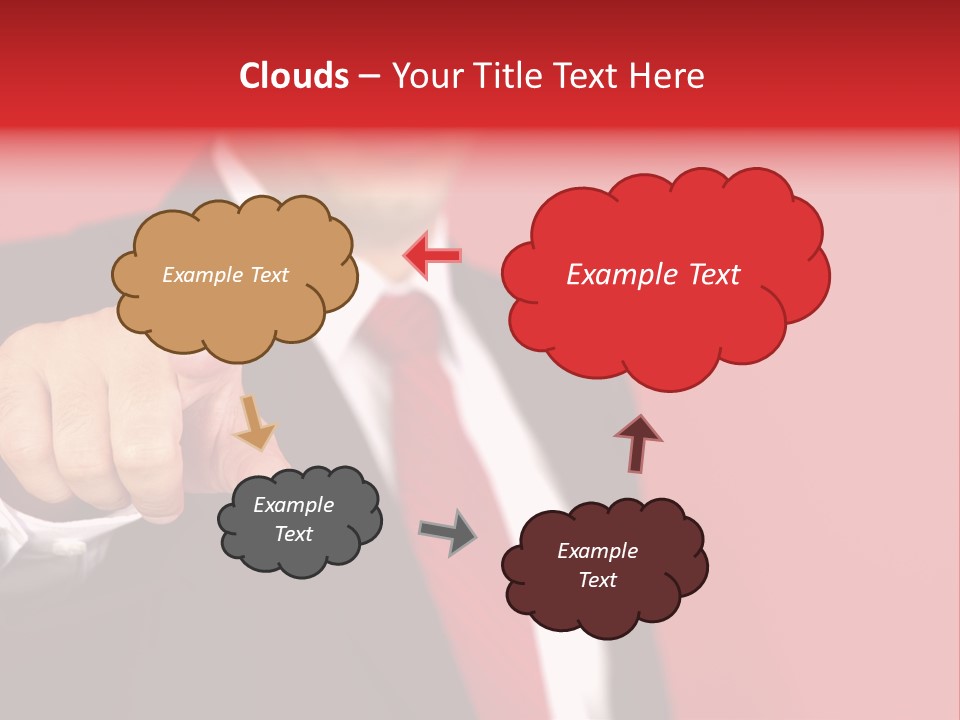 Business Man Pointing On The Red Background PowerPoint Template