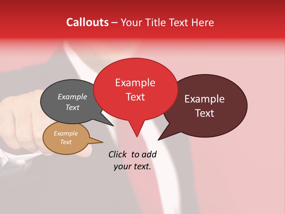 Business Man Pointing On The Red Background PowerPoint Template