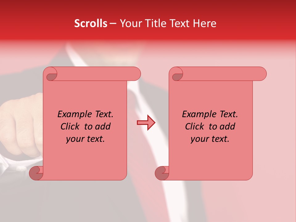 Business Man Pointing On The Red Background PowerPoint Template