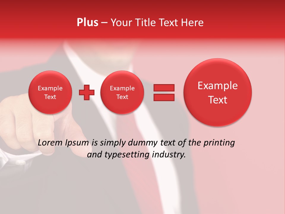 Business Man Pointing On The Red Background PowerPoint Template
