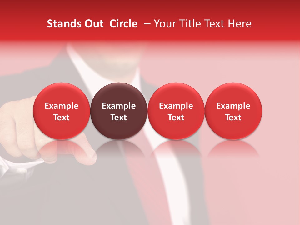 Business Man Pointing On The Red Background PowerPoint Template