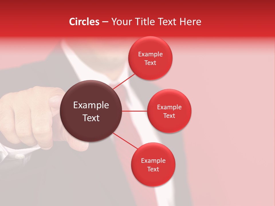 Business Man Pointing On The Red Background PowerPoint Template