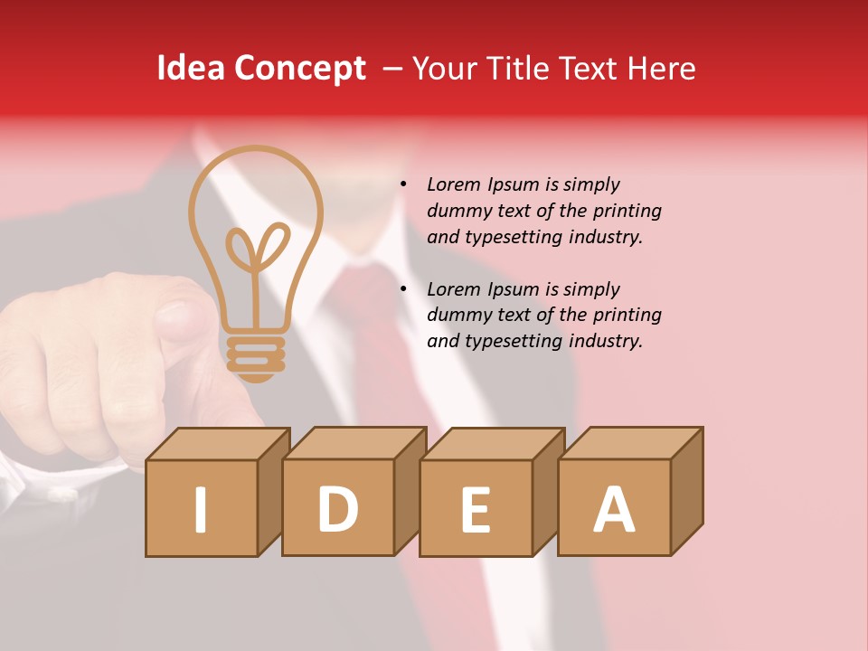 Business Man Pointing On The Red Background PowerPoint Template