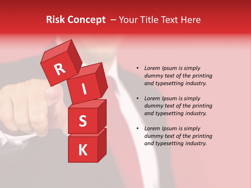 Business Man Pointing On The Red Background PowerPoint Template