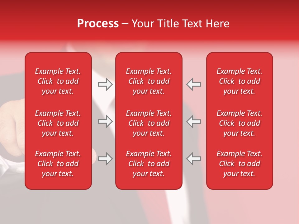 Business Man Pointing On The Red Background PowerPoint Template