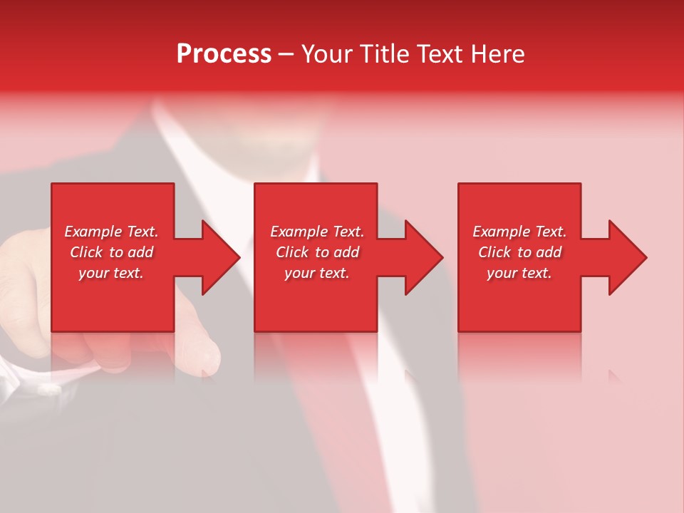 Business Man Pointing On The Red Background PowerPoint Template