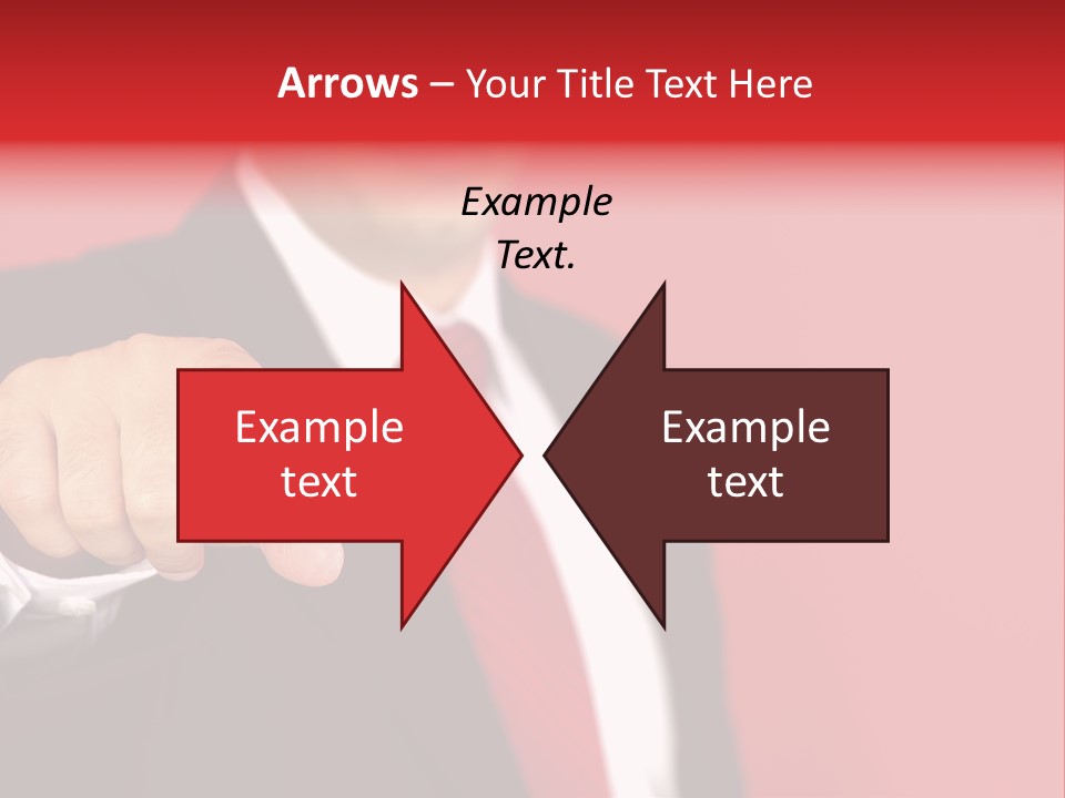 Business Man Pointing On The Red Background PowerPoint Template