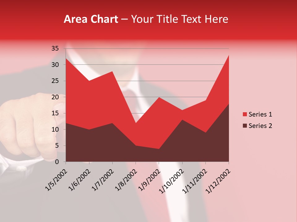 Business Man Pointing On The Red Background PowerPoint Template