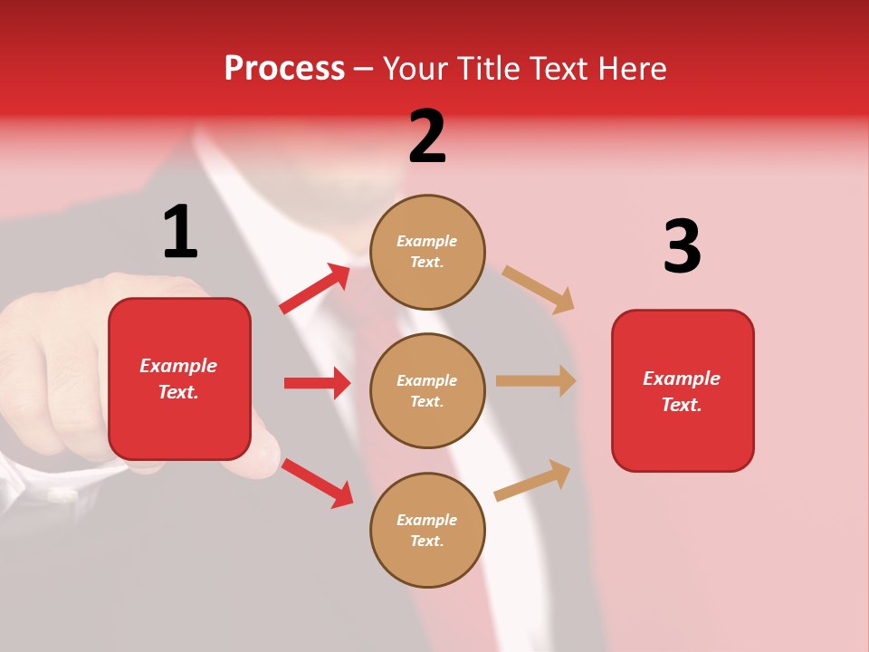 Business Man Pointing On The Red Background PowerPoint Template