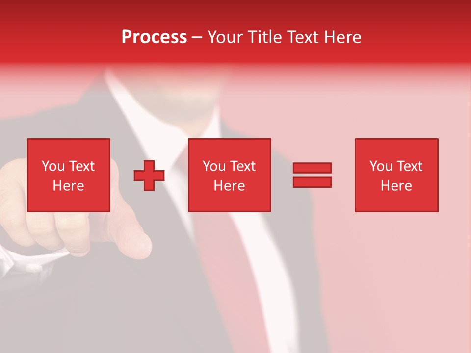 Business Man Pointing On The Red Background PowerPoint Template