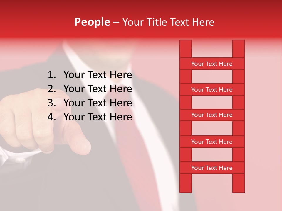 Business Man Pointing On The Red Background PowerPoint Template
