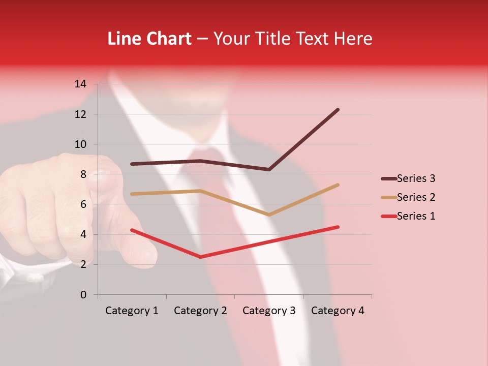 Business Man Pointing On The Red Background PowerPoint Template