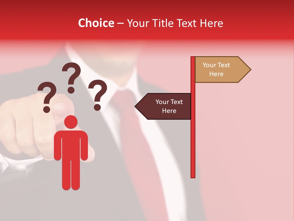 Business Man Pointing On The Red Background PowerPoint Template