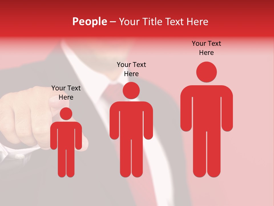 Business Man Pointing On The Red Background PowerPoint Template