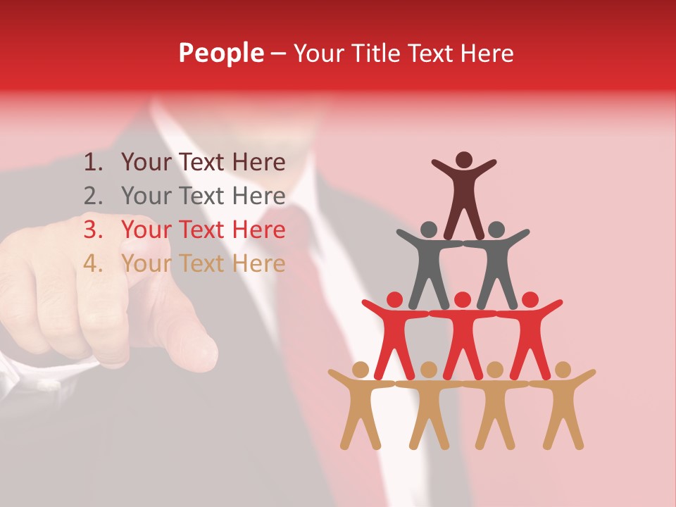 Business Man Pointing On The Red Background PowerPoint Template
