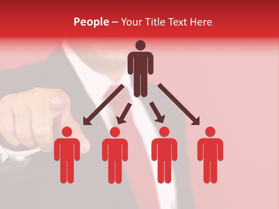 Business Man Pointing On The Red Background PowerPoint Template