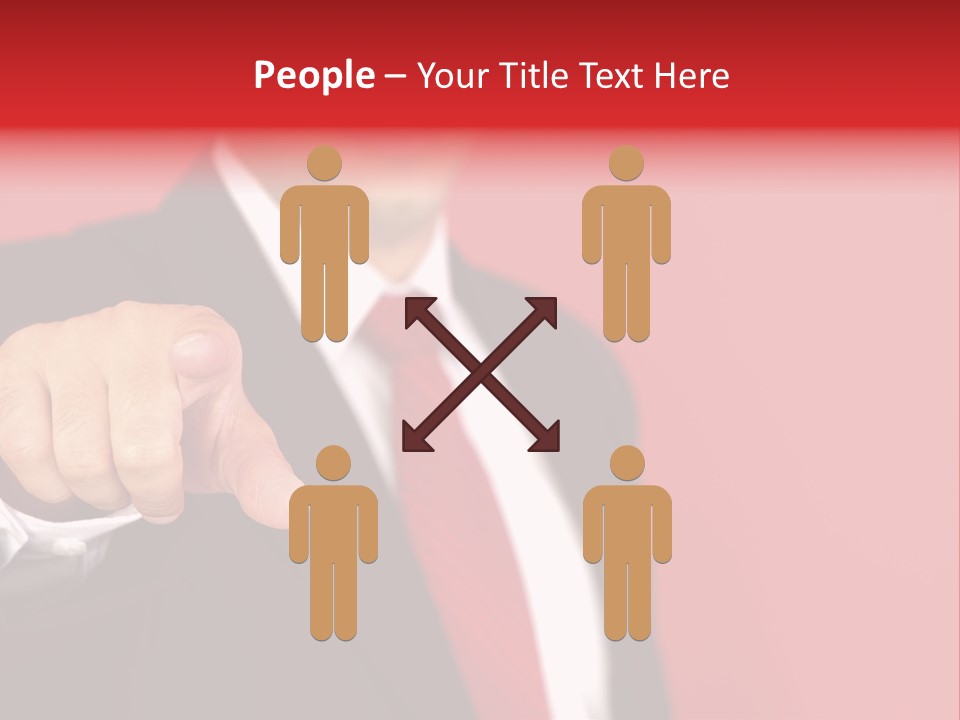 Business Man Pointing On The Red Background PowerPoint Template