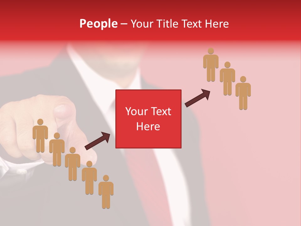 Business Man Pointing On The Red Background PowerPoint Template