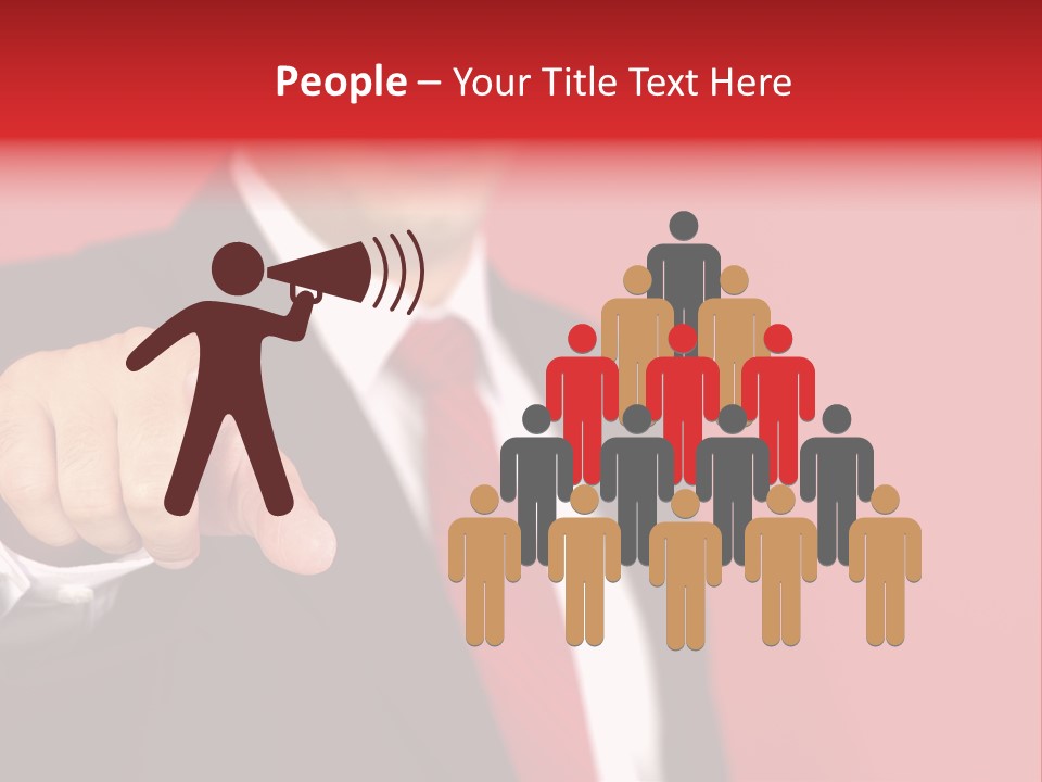 Business Man Pointing On The Red Background PowerPoint Template