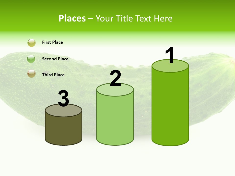 One Green Cucumber On A White Background. PowerPoint Template