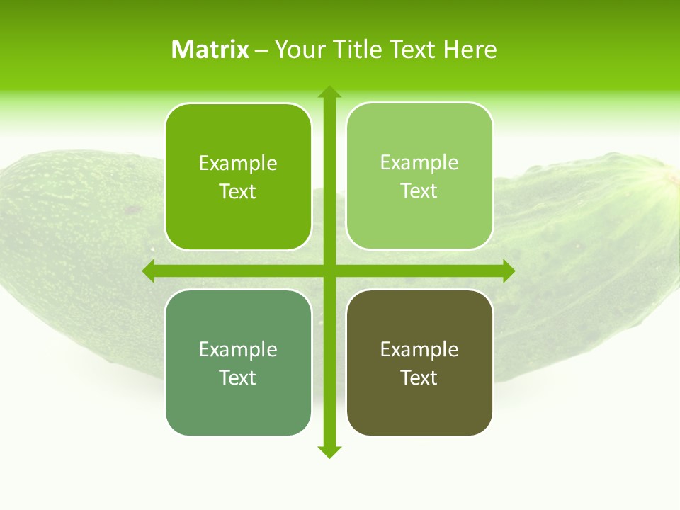 One Green Cucumber On A White Background. PowerPoint Template