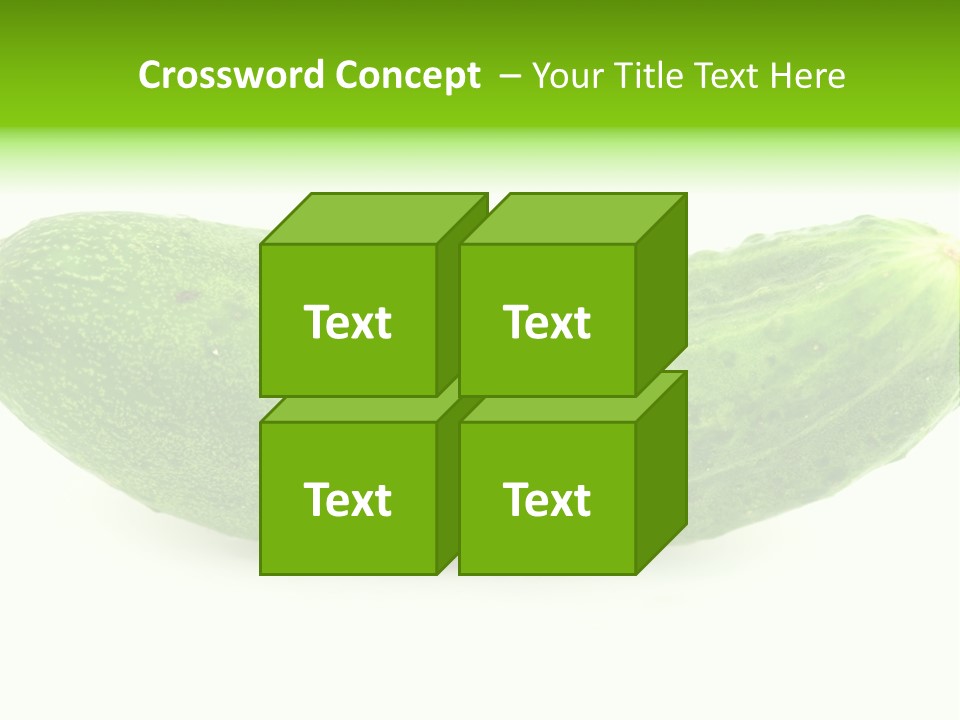 One Green Cucumber On A White Background. PowerPoint Template