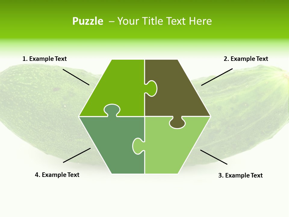 One Green Cucumber On A White Background. PowerPoint Template