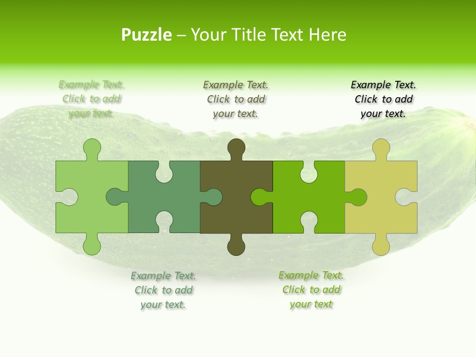 One Green Cucumber On A White Background. PowerPoint Template