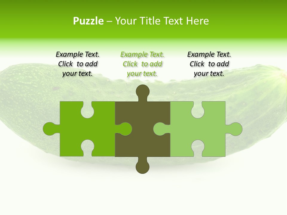 One Green Cucumber On A White Background. PowerPoint Template