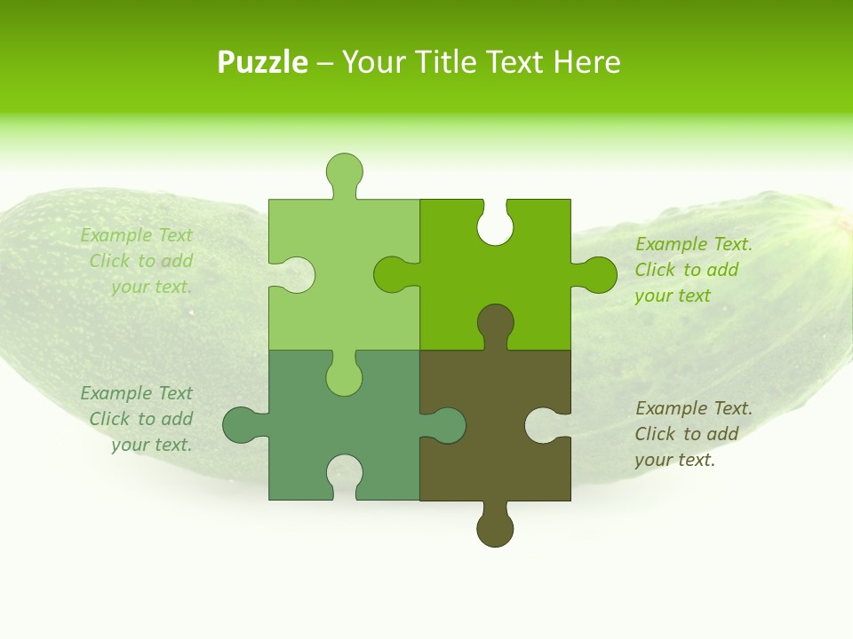 One Green Cucumber On A White Background. PowerPoint Template