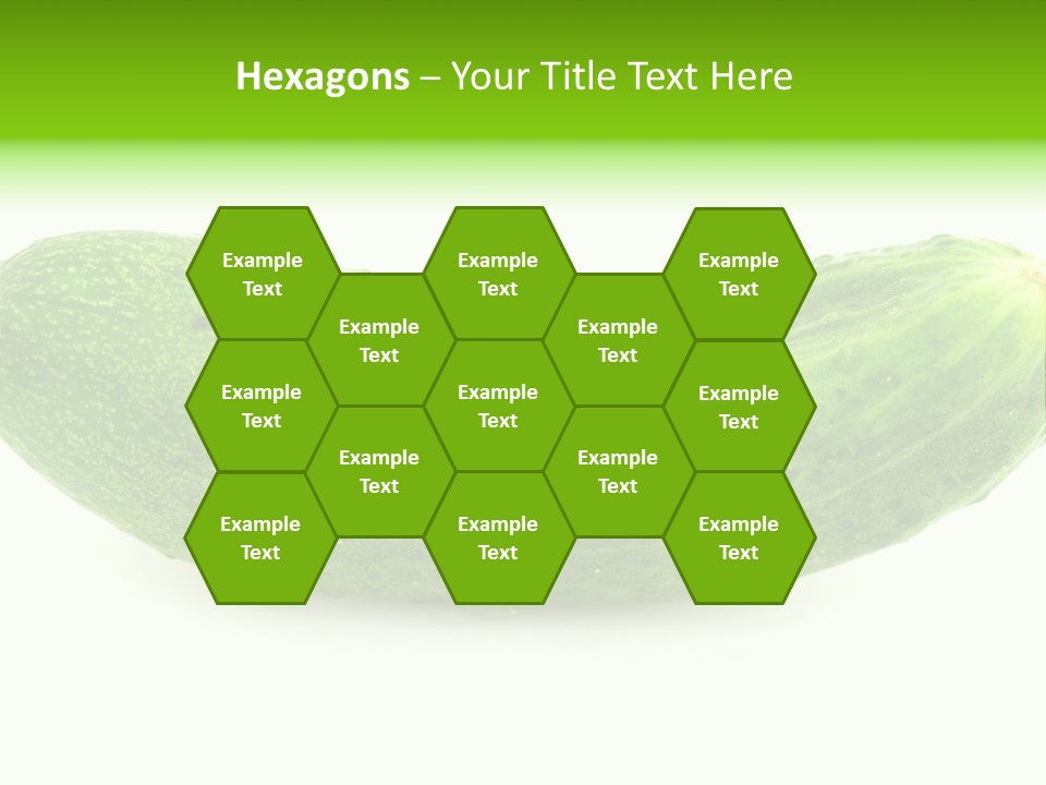 One Green Cucumber On A White Background. PowerPoint Template