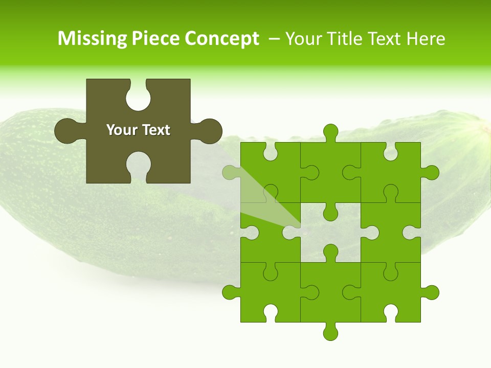 One Green Cucumber On A White Background. PowerPoint Template