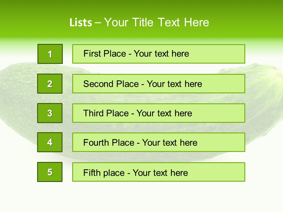 One Green Cucumber On A White Background. PowerPoint Template