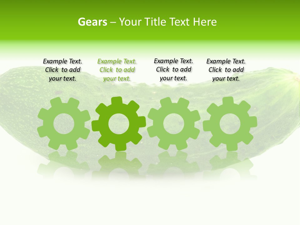 One Green Cucumber On A White Background. PowerPoint Template