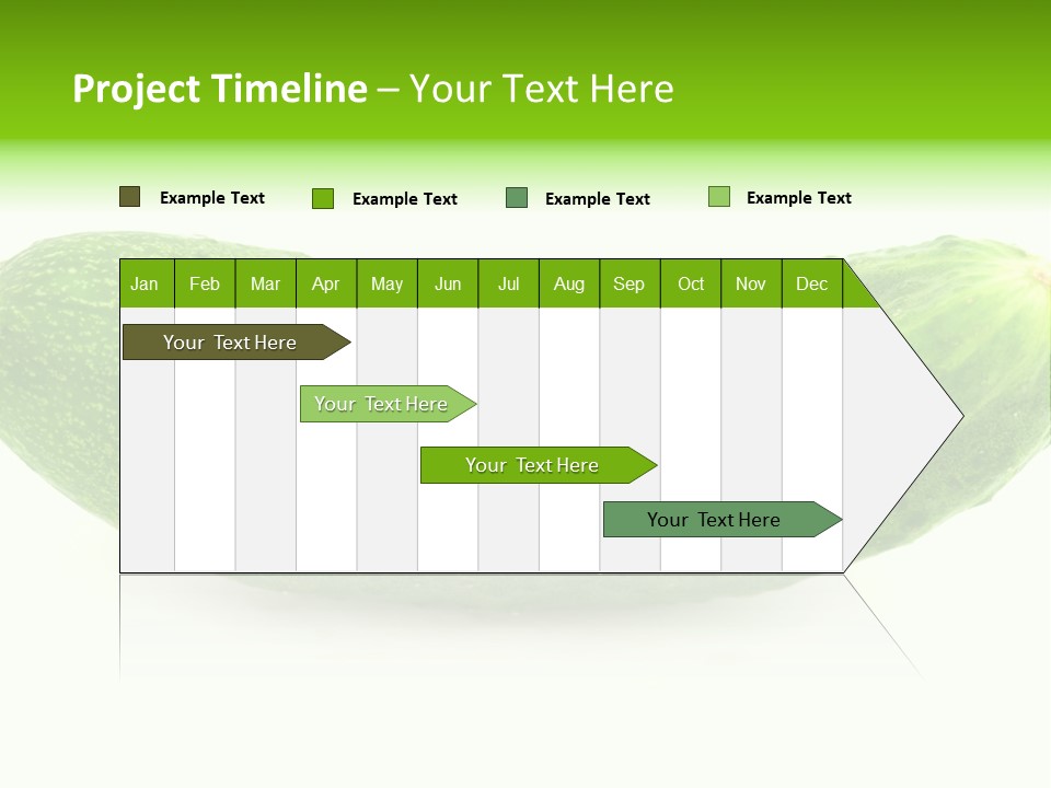 One Green Cucumber On A White Background. PowerPoint Template
