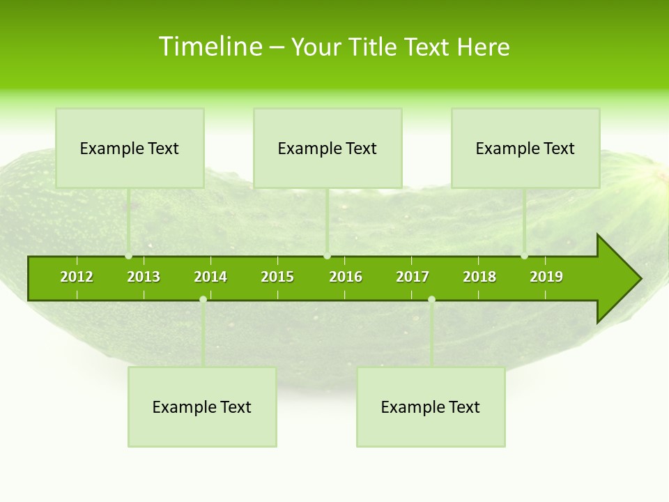 One Green Cucumber On A White Background. PowerPoint Template