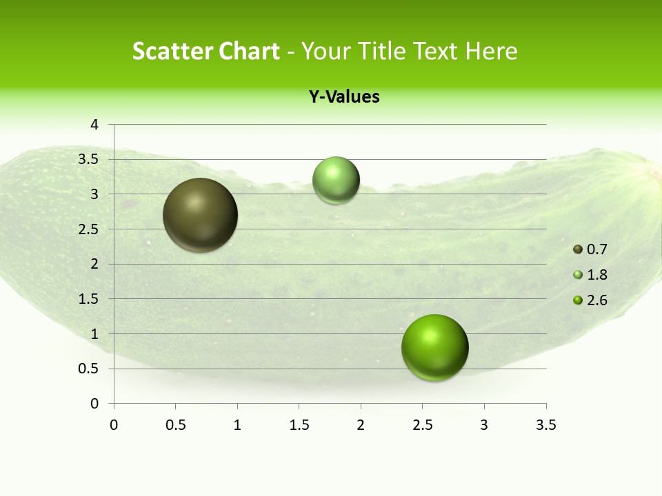 One Green Cucumber On A White Background. PowerPoint Template