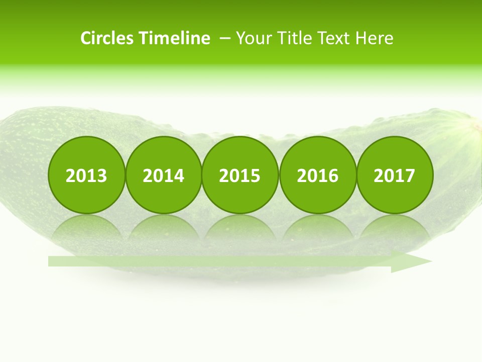 One Green Cucumber On A White Background. PowerPoint Template