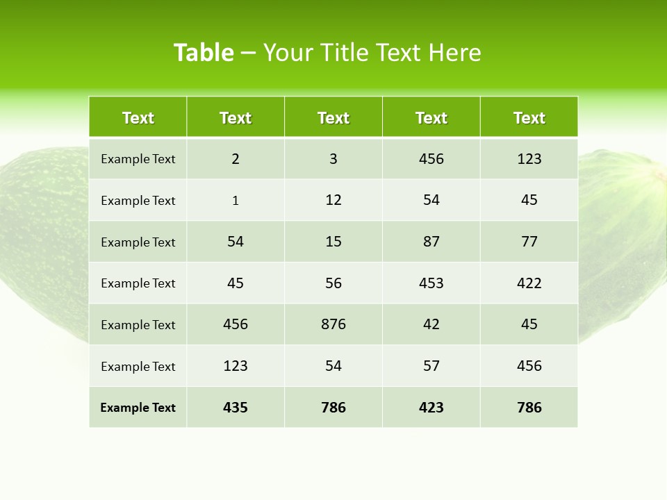 One Green Cucumber On A White Background. PowerPoint Template
