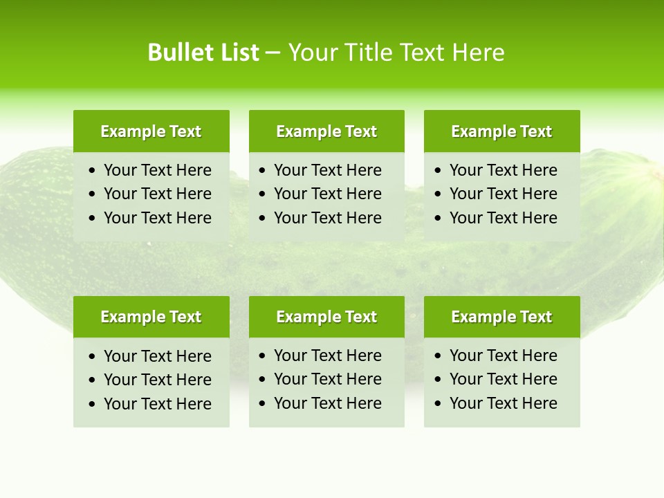 One Green Cucumber On A White Background. PowerPoint Template