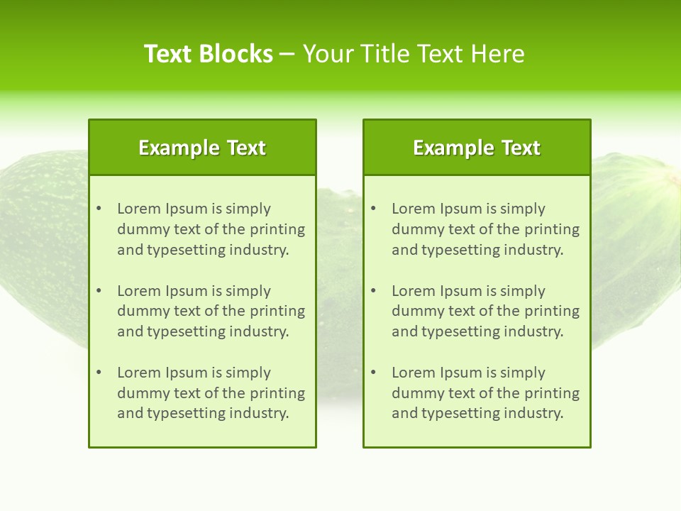 One Green Cucumber On A White Background. PowerPoint Template
