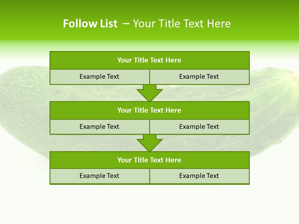 One Green Cucumber On A White Background. PowerPoint Template