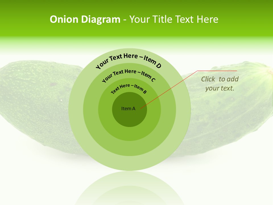 One Green Cucumber On A White Background. PowerPoint Template