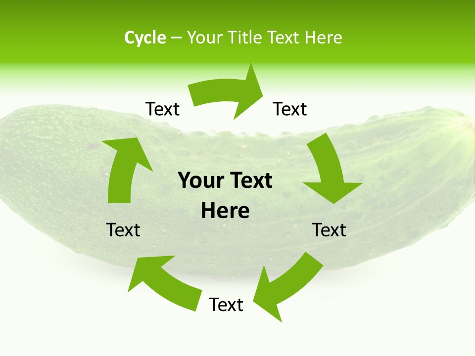 One Green Cucumber On A White Background. PowerPoint Template