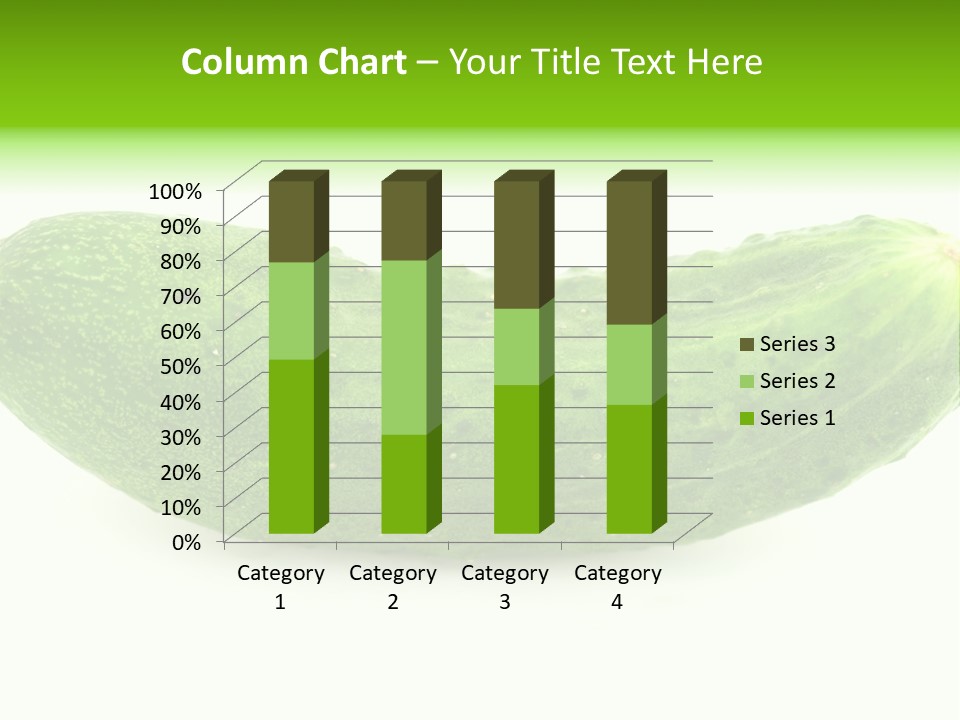 One Green Cucumber On A White Background. PowerPoint Template