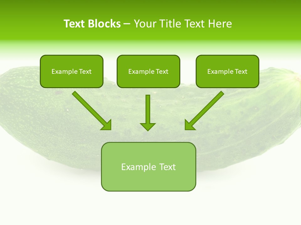One Green Cucumber On A White Background. PowerPoint Template